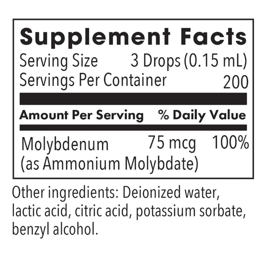 Liquid Molybdenum (1 oz) Supplement Facts